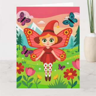 Butterfly Fairy Illustration in Whimsical Forest Kaart