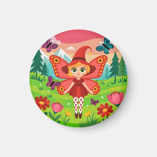 Butterfly Fairy Illustration in Whimsical Forest Magneet (Voorkant)