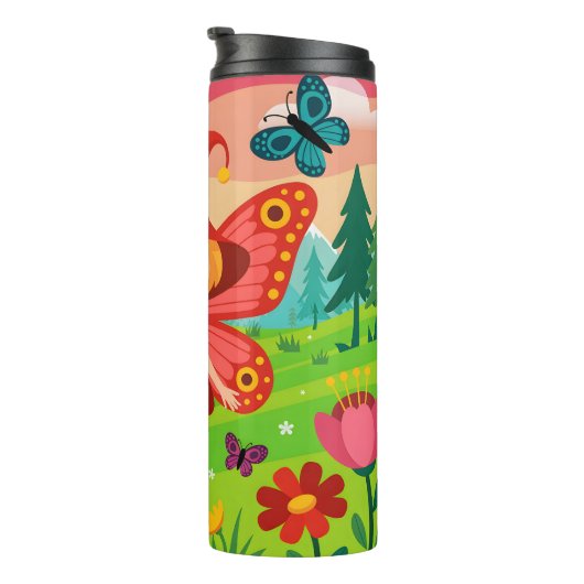 Butterfly Fairy Illustration in Whimsical Forest Thermosbeker (Geroteerd rechts)