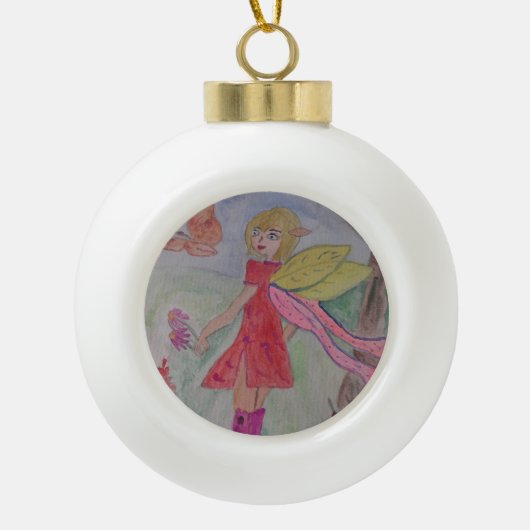 Butterfly Fairy Keramische Bal Ornament (Voorkant)