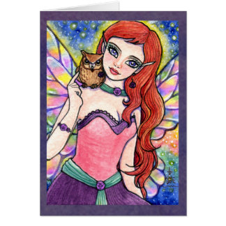 Butterfly Fairy Owl Fantasy Card van Ann Howard
