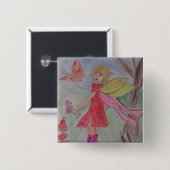Butterfly Fairy Vierkante Button 5,1 Cm (Voorkant /achterkant)