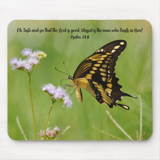 Butterfly Faith Bible Verse Nature Mouse Pad Muismat (Voorkant)