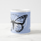 Butterfly Faith Family Friends Blue Monogramed Grote Koffiekop (Voorkant)