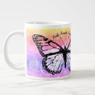 Butterfly Faith Family Friends Rainbow Monogram Grote Koffiekop