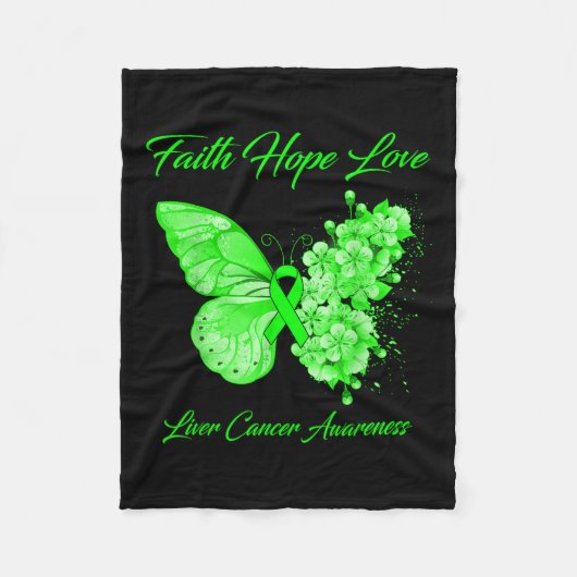 Butterfly Faith Hope Liver Cancer Awareness Fleece Deken (Voorkant)