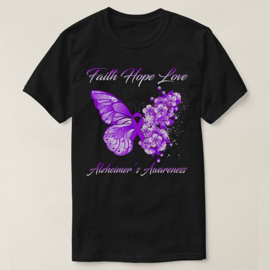 Butterfly Faith Hope Love Alzheimer's Awareness T-shirt (Design voorkant)