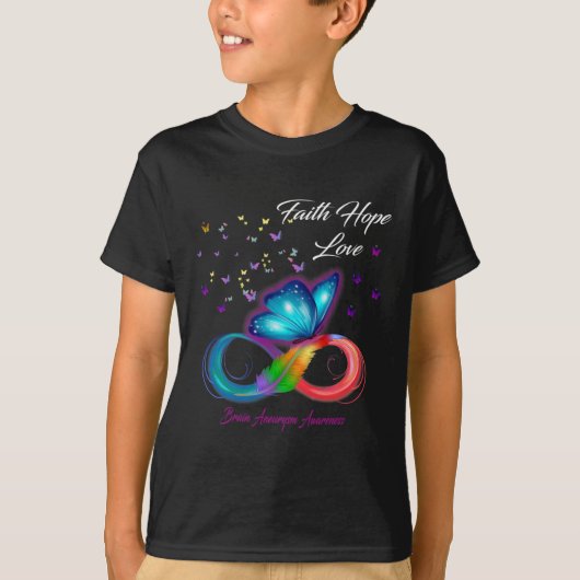 Butterfly Faith Hope Love Brain Aneurysm Awareness T-shirt (Voorkant)