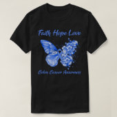 Butterfly Faith Hope Love Colon Cancer Awareness T-shirt (Design voorkant)