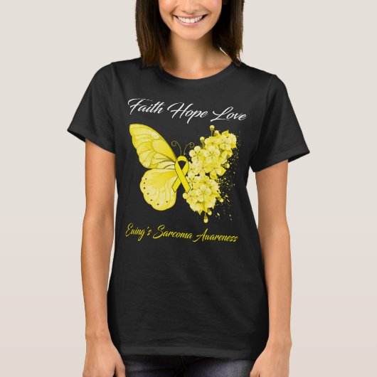 Butterfly Faith Hope Love Ewing's Sarcoma Awarenes T-shirt (Voorkant)