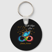 Butterfly Faith Hope Love Leukemia Awareness Sleutelhanger (Voorkant)