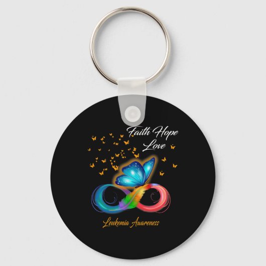 Butterfly Faith Hope Love Leukemia Awareness Sleutelhanger (Voorkant)