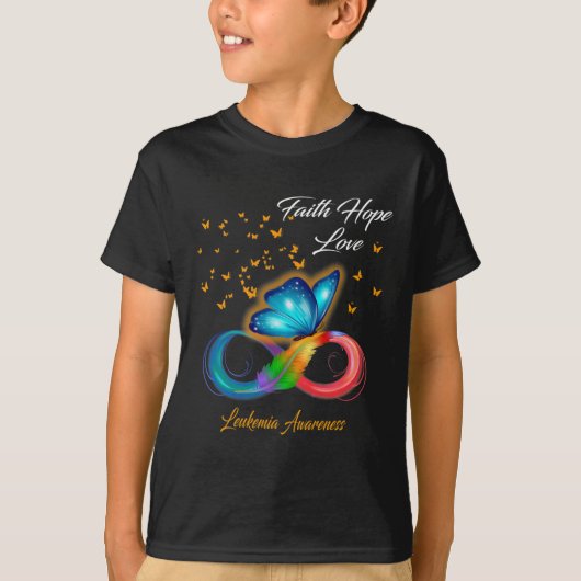 Butterfly Faith Hope Love Leukemia Awareness T-shirt (Voorkant)