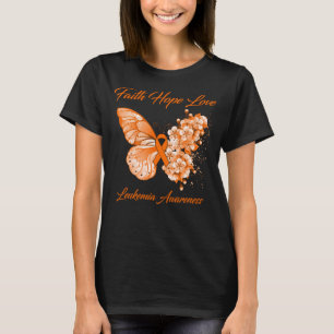 Butterfly Faith Hope Love Leukemia Awareness T-shirt