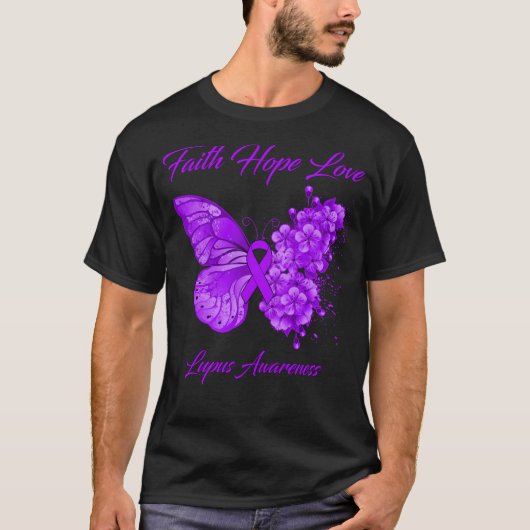 Butterfly Faith Hope Love Lupus Awareness T-shirt (Voorkant)