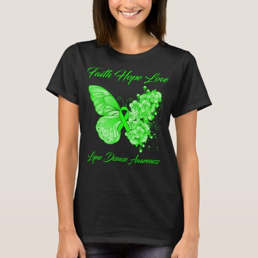 Butterfly Faith Hope Love Lyme Disease Awareness T-shirt (Voorkant)
