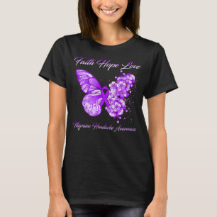 Butterfly Faith Hope Love Migraine Headache T-shirt