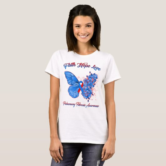 Butterfly Faith Hope Love Pulmonary Fibrosis T-shirt (Voorkant volledig)