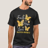 Butterfly Faith Hope Love Ribbon Spina Bifida Awar T-shirt (Voorkant)