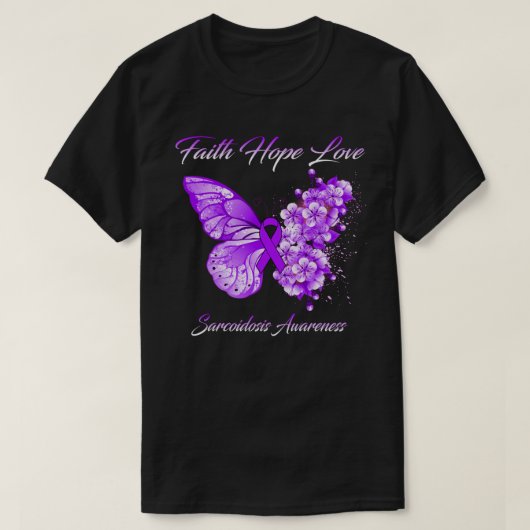 Butterfly Faith Hope Love Sarcoidosis Awareness T-shirt (Design voorkant)