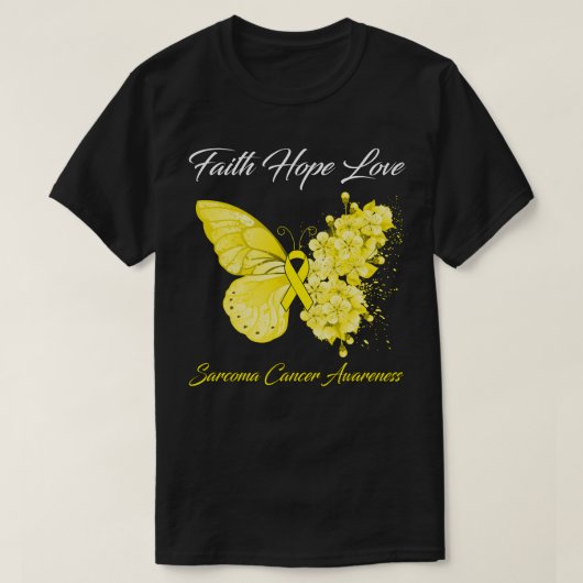 Butterfly Faith Hope Love Sarcoma Cancer Awareness T-shirt (Design voorkant)
