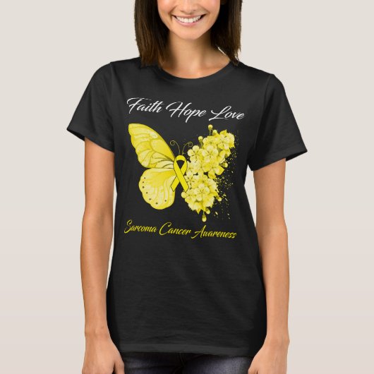 Butterfly Faith Hope Love Sarcoma Cancer Awareness T-shirt (Voorkant)