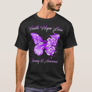 Butterfly Faith Hope Love Trisomy 18 Awareness T-shirt