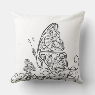 Butterfly Fancy Line Art Sierkussen