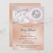 Butterfly Fantasy | Roos Baby shower goudolie Kaart (Voorkant / Achterkant)