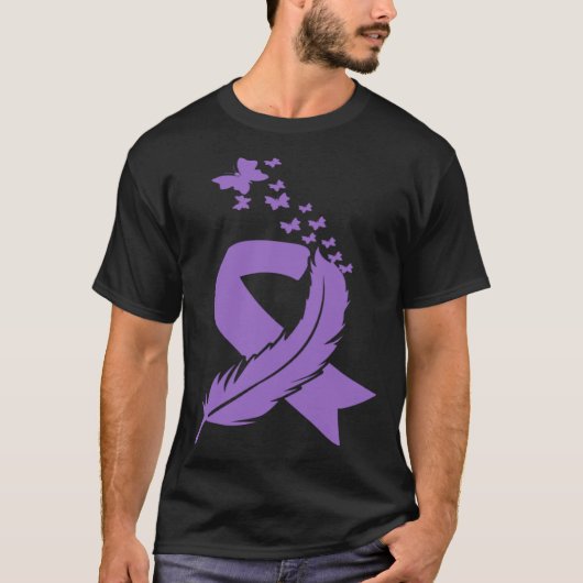 Butterfly Feather Ribbon Alzheimer s & Epilepsy Aw T-shirt (Voorkant)