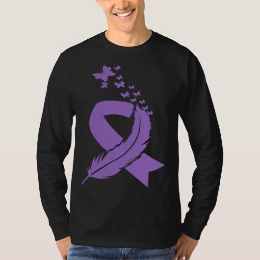 Butterfly Feather Ribbon Alzheimer s & Epilepsy Aw T-shirt (Voorkant)