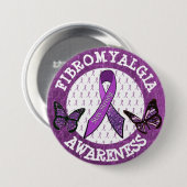 Butterfly Fibromyalgia Awareness Ribbon Button (Voorkant /achterkant)