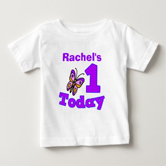 Butterfly First Birthday Girl Shirt (Voorkant)