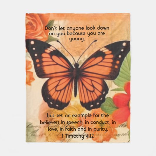 Butterfly Fleece Blanket 1 Timothy 4:12 (Voorkant)