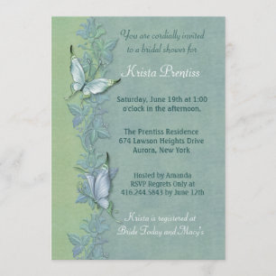 Butterfly Flight Floral Bridal Shower Uitnodiging