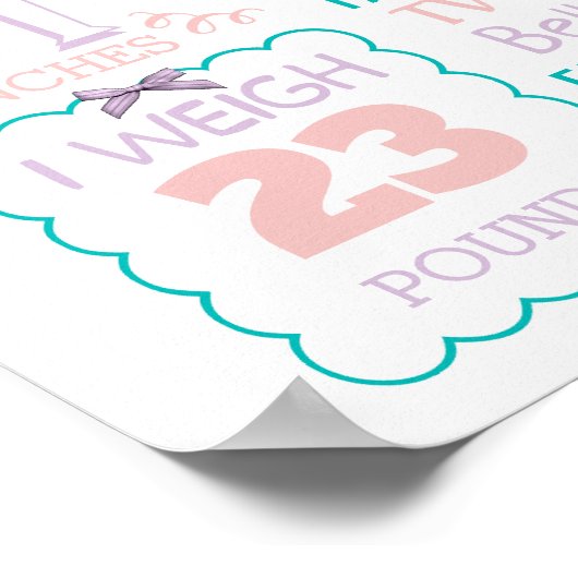 Butterfly Flora First 1st Birthday sign poster (Hoek)