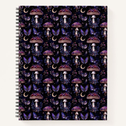 Butterfly, Floral and Mushroom Celestial Pattern Notitieboek (Voorkant)