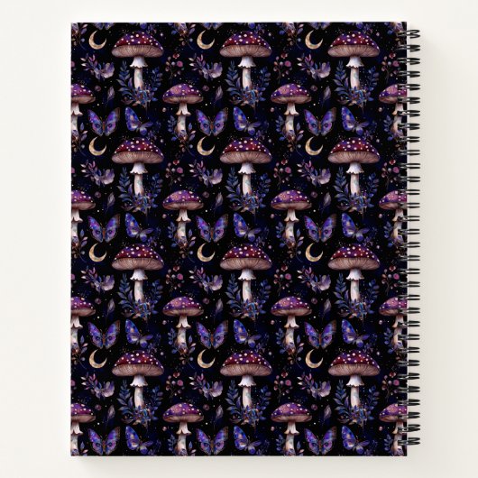 Butterfly, Floral and Mushroom Celestial Pattern Notitieboek (Achterkant)