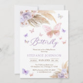 Butterfly Floral Baby Shower Invitation Kaart (Voorkant)