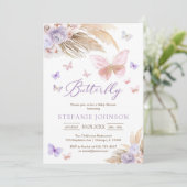 Butterfly Floral Baby Shower Invitation Kaart (Staand voorkant)