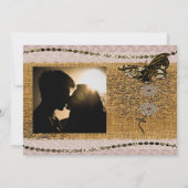 Butterfly Floral Beads Lace & Burlap Foto toevoege Save The Date (Achterkant)