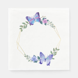Butterfly Floral Blue Wedding Vrijgezellenfeest Sp Servet