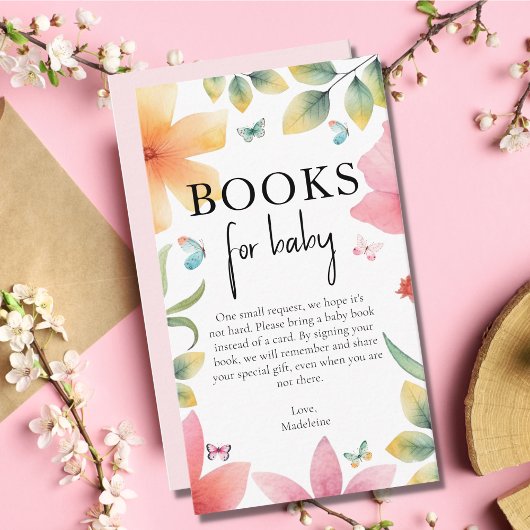 Butterfly Floral Breng een Boek Aanvraag Baby show Informatiekaartje