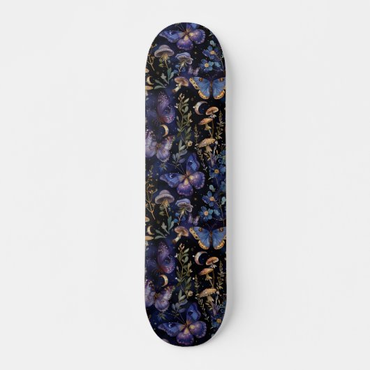 Butterfly Floral Celestial Mystical Dark Pattern Persoonlijk Skateboard (Voorkant)