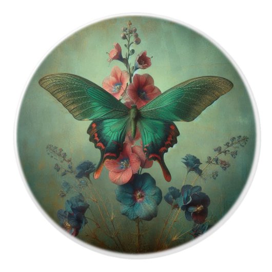 Butterfly Floral Ceramic Pull Keramische Knop (Voorkant)