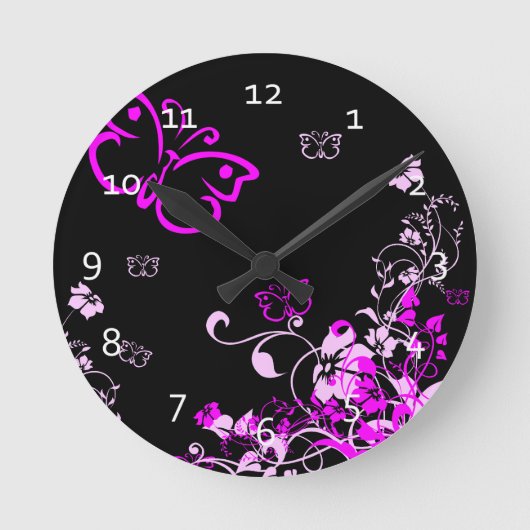 Butterfly Floral Clocks Ronde Klok (Voorkant)