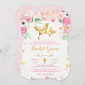 Butterfly Floral Confirmation Invitation Kaart (Voorkant / Achterkant)