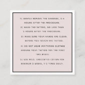 Butterfly Floral Eye Tattoo Nazorg Instructies Vierkante Visitekaartje (Achterkant)