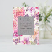 Butterfly Floral Foto Sympathy Begrafenismonument Bedankkaart (Staand voorkant)