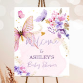 Butterfly Floral Garden Meisje Baby shower Welkom Poster